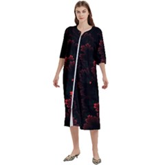 Amoled Red N Black Women s Cotton 3/4 Sleeve Night Gown by nateshop