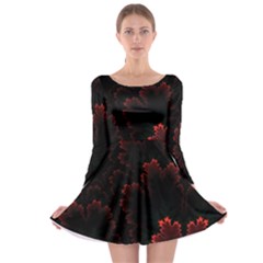 Amoled Red N Black Long Sleeve Skater Dress