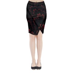 Amoled Red N Black Midi Wrap Pencil Skirt