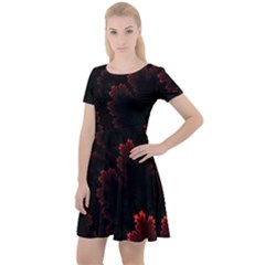 Amoled Red N Black Cap Sleeve Velour Dress 