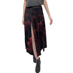 Amoled Red N Black Velour Split Maxi Skirt