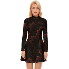 Amoled Red N Black Long Sleeve Velour Longline Dress by nateshop