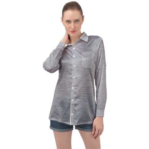 Aluminum Textures, Horizontal Metal Texture, Gray Metal Plate Long Sleeve Satin Shirt by nateshop