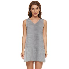 Aluminum Textures, Horizontal Metal Texture, Gray Metal Plate Tiered Sleeveless Mini Dress