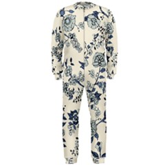 Blue Vintage Background, Blue Roses Patterns Onepiece Jumpsuit (men) by nateshop