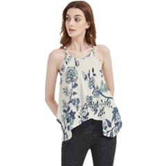 Blue Vintage Background, Blue Roses Patterns Flowy Camisole Tank Top by nateshop