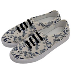 Blue Vintage Background, Blue Roses Patterns Men s Classic Low Top Sneakers by nateshop
