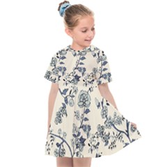 Blue Vintage Background, Blue Roses Patterns Kids  Sailor Dress by nateshop