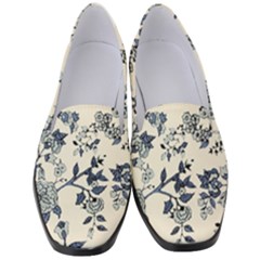 Blue Vintage Background, Blue Roses Patterns Women s Classic Loafer Heels by nateshop
