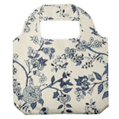 Blue Vintage Background, Blue Roses Patterns Premium Foldable Grocery Recycle Bag by nateshop