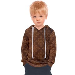 Brown Floral Pattern Floral Vintage Pattern, Brown Vintage Kids  Overhead Hoodie by nateshop