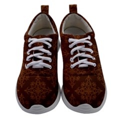 Brown Floral Pattern Floral Vintage Pattern, Brown Vintage Women Athletic Shoes by nateshop