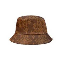 Brown Floral Pattern Floral Vintage Pattern, Brown Vintage Inside Out Bucket Hat (kids) by nateshop