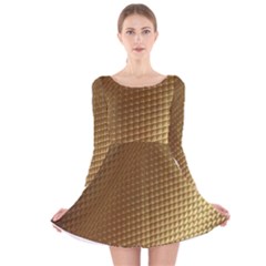 Gold, Golden Background ,aesthetic Long Sleeve Velvet Skater Dress by nateshop