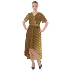 Gold, Golden Background ,aesthetic Front Wrap High Low Dress