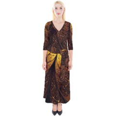 Gold, Golden Background Quarter Sleeve Wrap Maxi Dress by nateshop