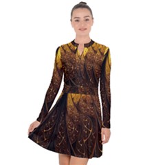 Gold, Golden Background Long Sleeve Panel Dress by nateshop