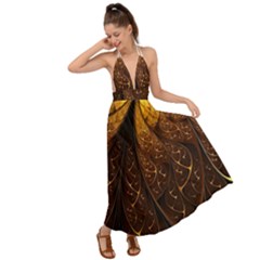 Gold, Golden Background Backless Maxi Beach Dress by nateshop