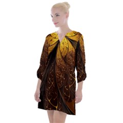 Gold, Golden Background Open Neck Shift Dress by nateshop