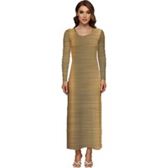 Golden Textures Polished Metal Plate, Metal Textures Long Sleeve Longline Maxi Dress by nateshop