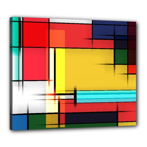 Multicolored Retro Abstraction, Lines Retro Background, Multicolored Mosaic Canvas 24  X 20  (stretched) by nateshop