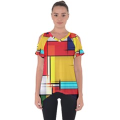 Multicolored Retro Abstraction, Lines Retro Background, Multicolored Mosaic Cut Out Side Drop T-shirt by nateshop