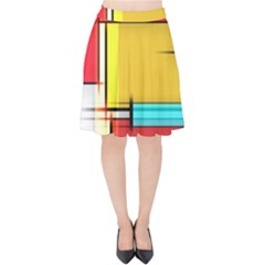 Multicolored Retro Abstraction%2 Velvet High Waist Skirt by nateshop