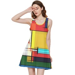 Multicolored Retro Abstraction, Lines Retro Background, Multicolored Mosaic Inside Out Racerback Dress by nateshop