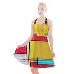 Multicolored Retro Abstraction%2 Halter Party Swing Dress  by nateshop