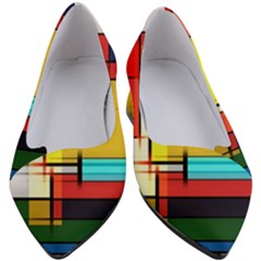 Multicolored Retro Abstraction, Lines Retro Background, Multicolored Mosaic Women s Block Heels  by nateshop