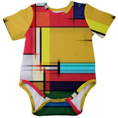 Multicolored Retro Abstraction, Lines Retro Background, Multicolored Mosaic Baby Short Sleeve Bodysuit by nateshop