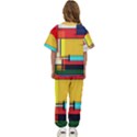 Multicolored Retro Abstraction, Lines Retro Background, Multicolored Mosaic Kids  T-Shirt and Pants Sports Set View4