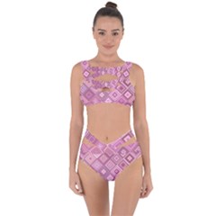Pink Retro Texture With Rhombus, Retro Backgrounds Bandaged Up Bikini Set  by nateshop