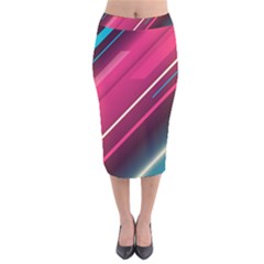 Pink-blue Retro Background, Retro Backgrounds, Lines Velvet Midi Pencil Skirt by nateshop
