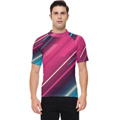 Pink-blue Retro Background, Retro Backgrounds, Lines Men s Short Sleeve Rash Guard by nateshop