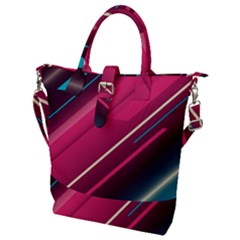 Pink-blue Retro Background, Retro Backgrounds, Lines Buckle Top Tote Bag