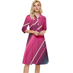 Pink-blue Retro Background, Retro Backgrounds, Lines Classy Knee Length Dress by nateshop