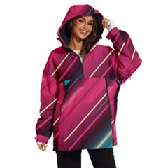 Pink-blue Retro Background, Retro Backgrounds, Lines Women s Ski And Snowboard Jacket