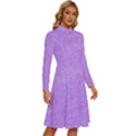 Purple Paper Texture, Paper Background Long Sleeve Shirt Collar A-Line Dress View3