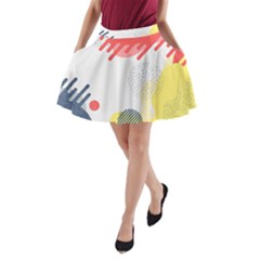 Red White Blue Retro Background, Retro Abstraction, Colored Retro Background A-line Pocket Skirt by nateshop