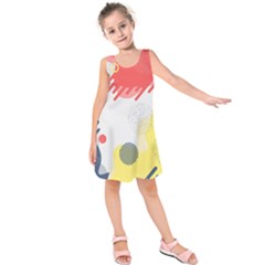 Red White Blue Retro Background, Retro Abstraction, Colored Retro Background Kids  Sleeveless Dress by nateshop