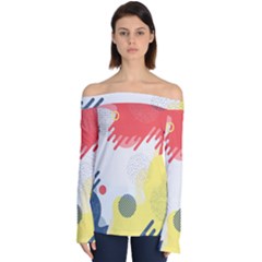 Red White Blue Retro Background, Retro Abstraction, Colored Retro Background Off Shoulder Long Sleeve Top by nateshop