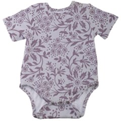 Retro Floral Texture, Beige Floral Retro Background, Vintage Texture Baby Short Sleeve Bodysuit by nateshop