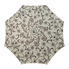 Retro Floral Texture, Light Brown Retro Background Golf Umbrellas by nateshop