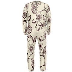 Retro Floral Texture, Light Brown Retro Background Onepiece Jumpsuit (men) by nateshop