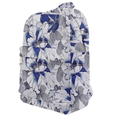 Retro Texture With Blue Flowers, Floral Retro Background, Floral Vintage Texture, White Background W Classic Backpack