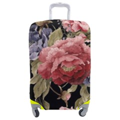 Retro Texture With Flowers, Black Background With Flowers Luggage Cover (medium) by nateshop