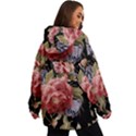 Retro Texture With Flowers, Black Background With Flowers Women s Ski and Snowboard Jacket View4