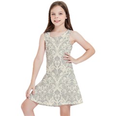Retro Texture With Ornaments, Vintage Beige Background Kids  Lightweight Sleeveless Dress