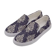 Vintage Texture, Floral Retro Background, Patterns, Women s Canvas Slip Ons by nateshop